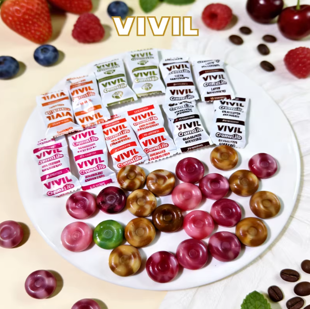 特浓奶糖 德国vivil奶油糖草莓樱桃硬糖高级喜糖送礼糖果独立包装 