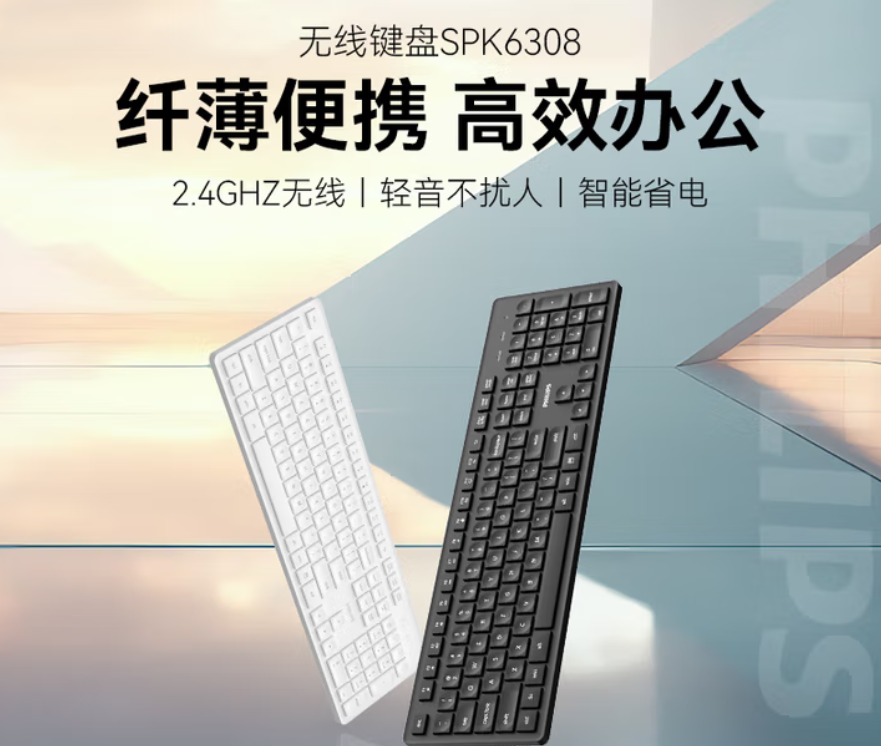 飞利浦（PHILIPS）SPK6308无线键盘办公 