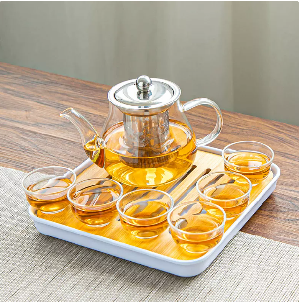 耐热玻璃功夫茶具套装家用泡茶器透明茶杯带把红茶花茶壶办公茶壶